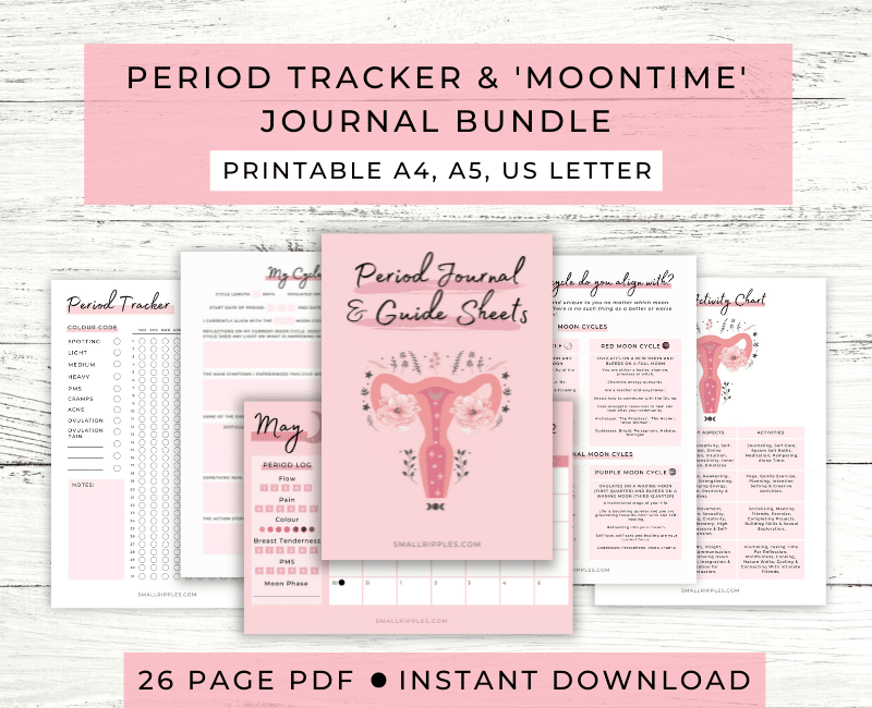 alt="Period tracker and moontime journal bundle"